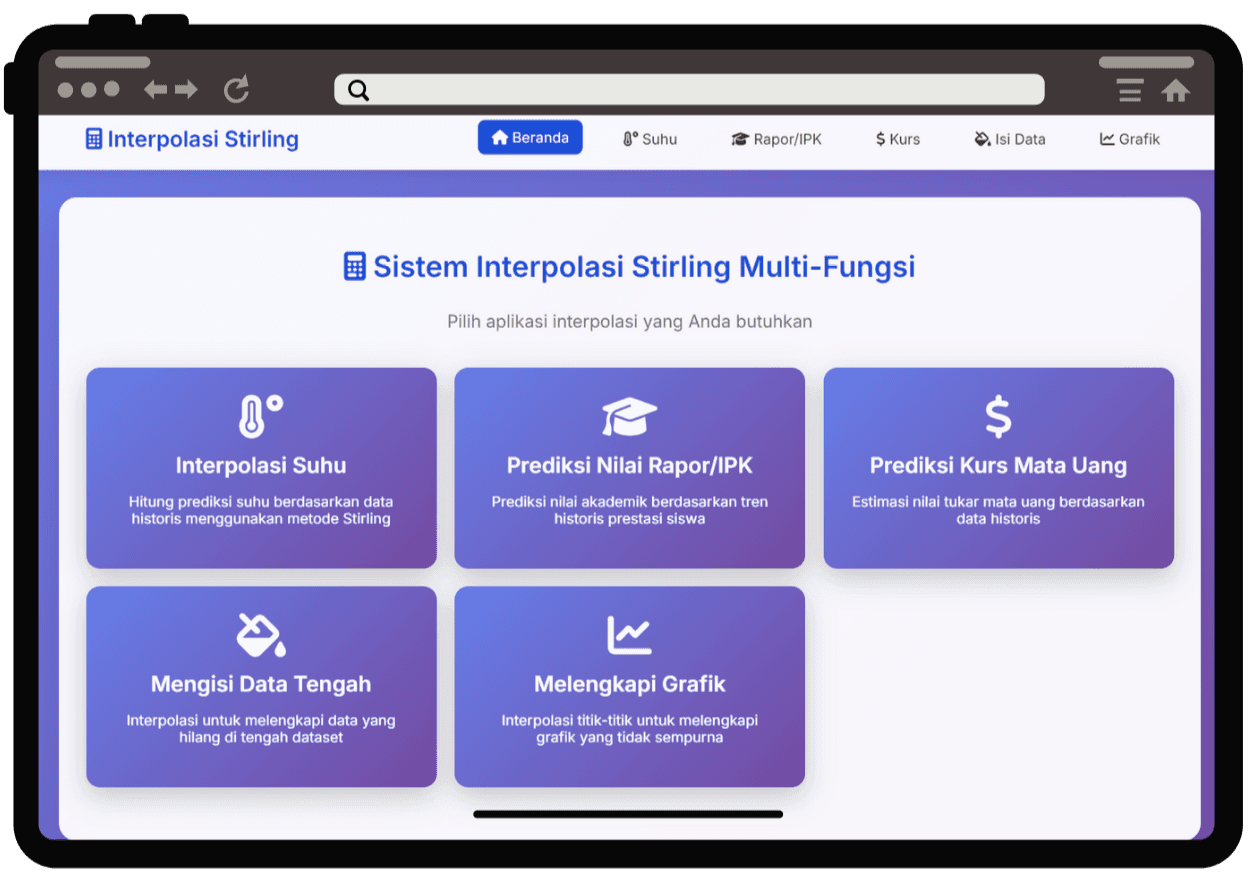 Interpolasi Stirling Calculator